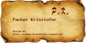 Pacher Krisztofer névjegykártya